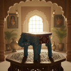 Handcrafted Wooden Elephant Stool – Traditional Hand-Painted Decorative Accent Table