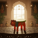 Handcrafted Wooden Elephant Stool – Traditional Hand-Painted Decorative Accent Table