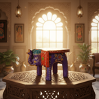 Handcrafted Wooden Elephant Stool – Traditional Hand-Painted Decorative Accent Table
