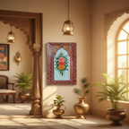 Handcrafted Wooden Floral Wall Panel – Traditional Hand-Painted Decorative Wall Art