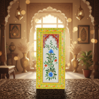 Handcrafted Wooden Floral Wall Panel – Traditional Hand-Painted Decorative Wall Art