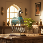 Decorative Handcrafted Horse Figurine with Hanging Bells – Metal Finish & Hand Painted Traditional Art
