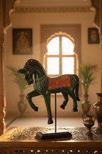 Decorative Handcrafted Standing Horse Figurine – Traditional Hand Painted Wooden Art