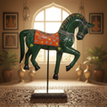 Decorative Handcrafted Standing Horse Figurine – Traditional Hand Painted Wooden Art
