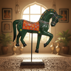 Decorative Handcrafted Standing Horse Figurine – Traditional Hand Painted Wooden Art