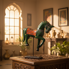 Decorative Handcrafted Standing Horse Figurine – Traditional Hand Painted Wooden Art