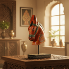 Decorative Handcrafted Wooden Horse Head Showpiece on Stand – Hand Painted Traditional Art