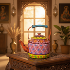 Decorative Handcrafted Metal Kettle – Hand Painted Traditional Art