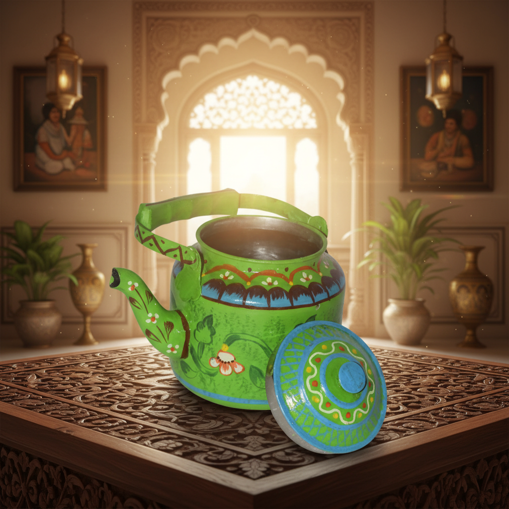 Decorative Handcrafted Metal Kettle – Hand Painted Traditional Art