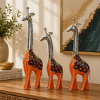 Decorative Handcrafted Giraffe Figurine Set – Metal Finish & Hand Painted Traditional Art