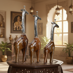Decorative Handcrafted Giraffe Figurine Set – Metal Finish & Hand Painted Traditional Art