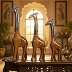 Decorative Handcrafted Giraffe Figurine Set – Metal Finish & Hand Painted Traditional Art