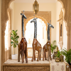 Decorative Handcrafted Giraffe Figurine Set – Metal Finish & Hand Painted Traditional Art