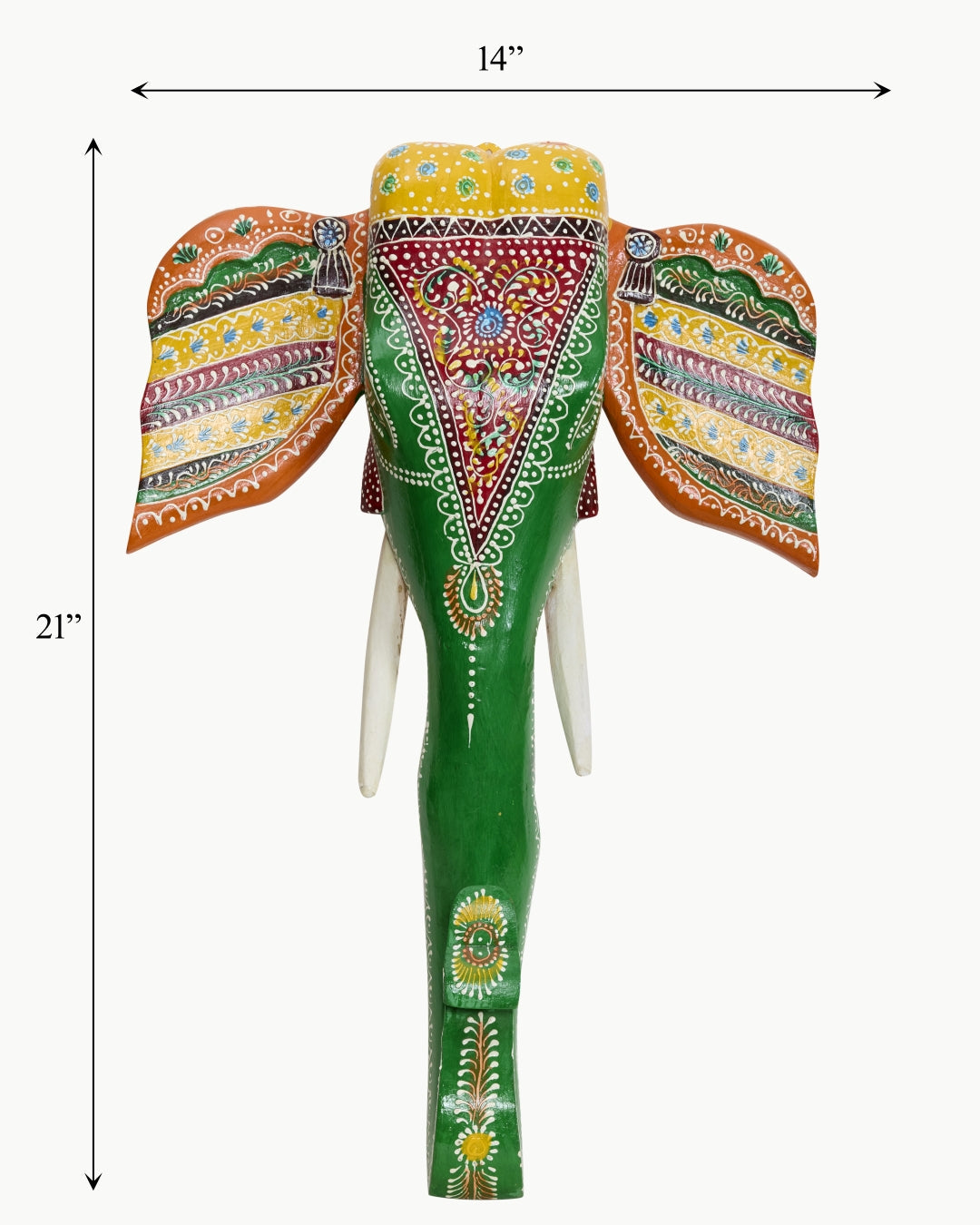 Decorative Handcrafted Elephant Big Head Wall Hanging – Hand Painted Traditional Art