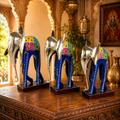 Decorative Handcrafted Elephant Figurine Set – Metal Finish & Hand Painted Traditional Art