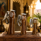 Decorative Handcrafted Elephant Candle Holder Set – Metal & Hand Painted Finish