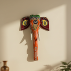 Decorative Handcrafted Elephant Big Head Wall Hanging – Hand Painted Traditional Art
