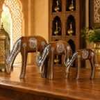 Decorative Handcrafted Deer Figurine Set – Brown Natural  Hand Painted Finish