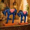 Decorative Handcrafted Wooden Horse Figurine Set – Hand Painted Traditional Art