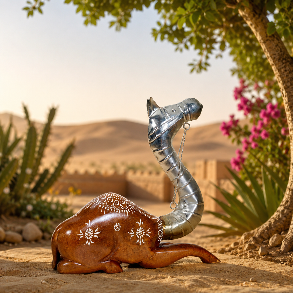 Decorative Handcrafted Camel Sculpture Set – Brown Natural  Hand Painted Finish