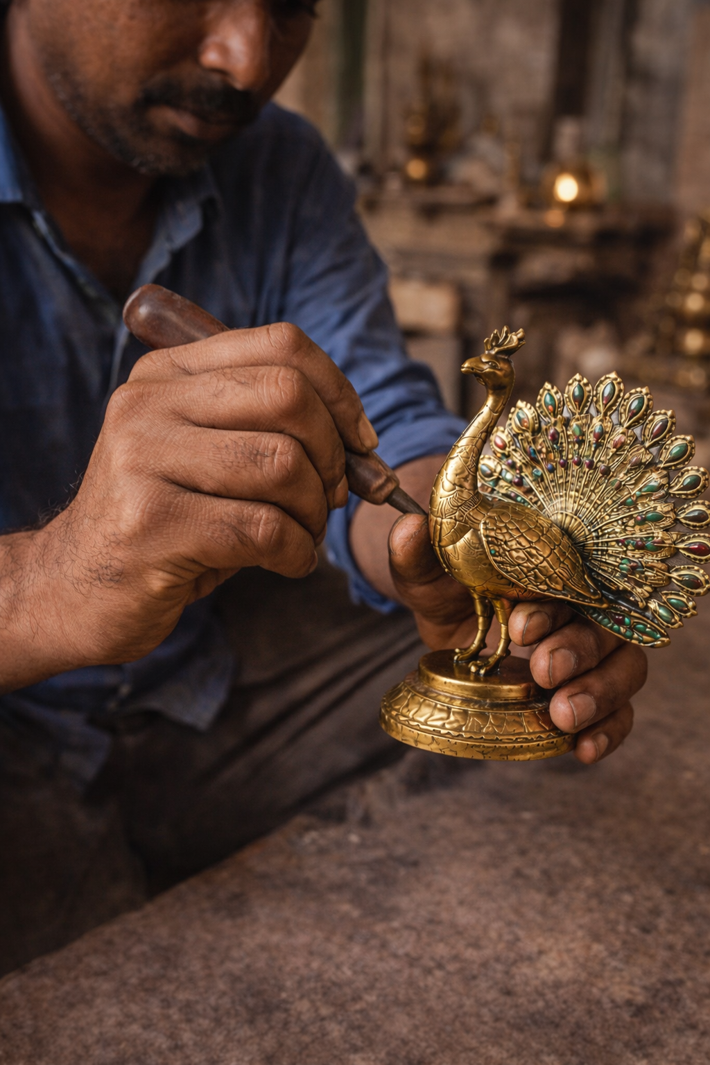 Handcrafted Brass Peacock Figurine Set for Home Decor | Luxury Decorative Showpiece Pair