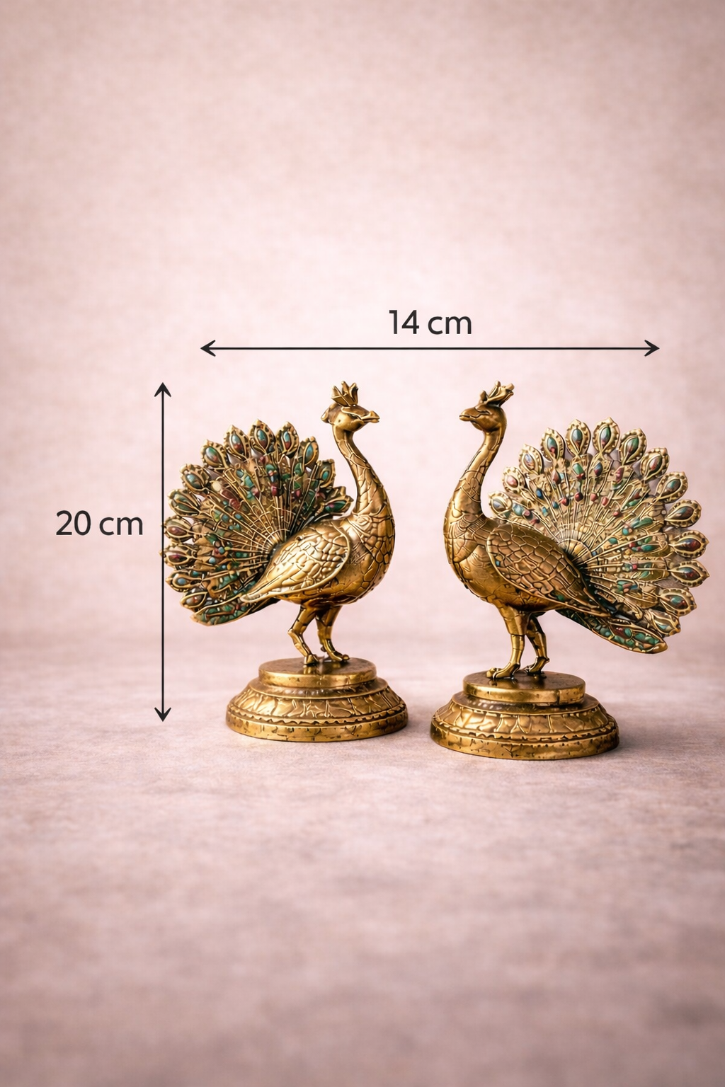 Handcrafted Brass Peacock Figurine Set for Home Decor | Luxury Decorative Showpiece Pair