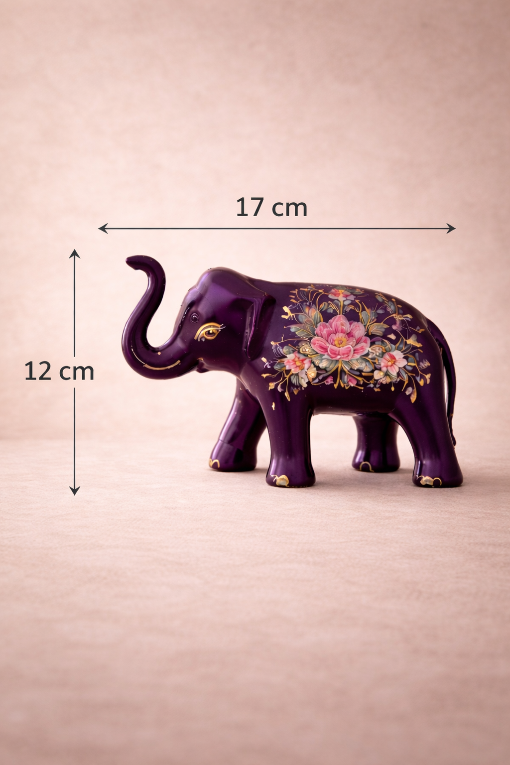Handcrafted Floral Elephant Figurine – Purple Decorative Showpiece for Home & Living