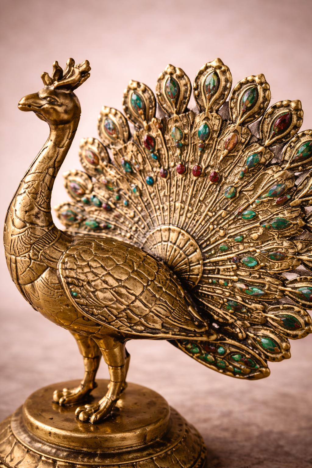 Handcrafted Brass Peacock Figurine Set for Home Decor | Luxury Decorative Showpiece Pair